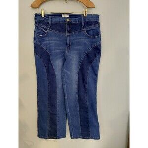 Blue Turtle Wide Leg Jeans Womens Sz 16 Bi-Color Stretchy